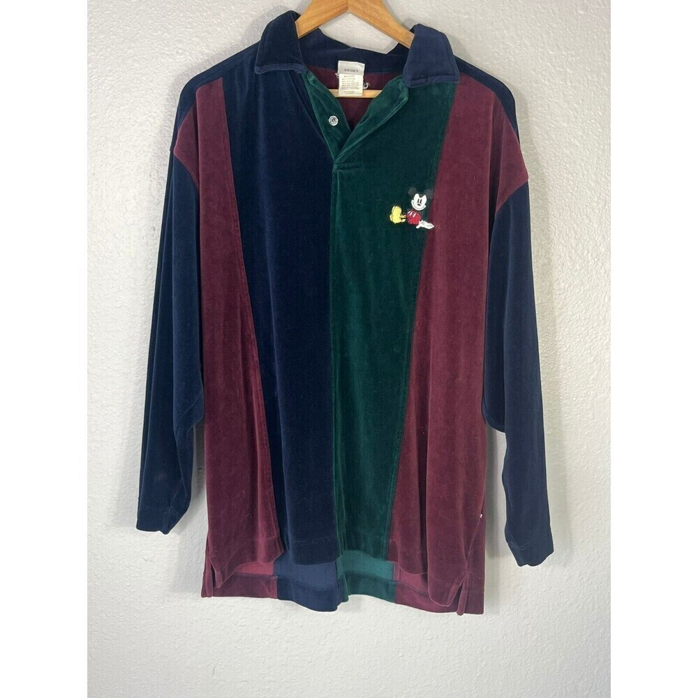 Disney Catalog Men's Cotton Quarter-Zip Velour‎ Sweatshirt Size Large N69